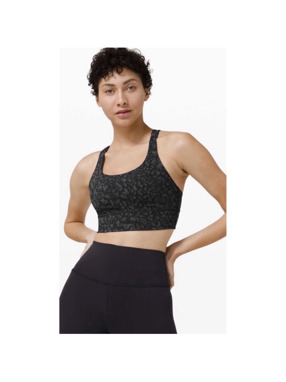 lululemon athletica Black Patterned Longline Sports Bra